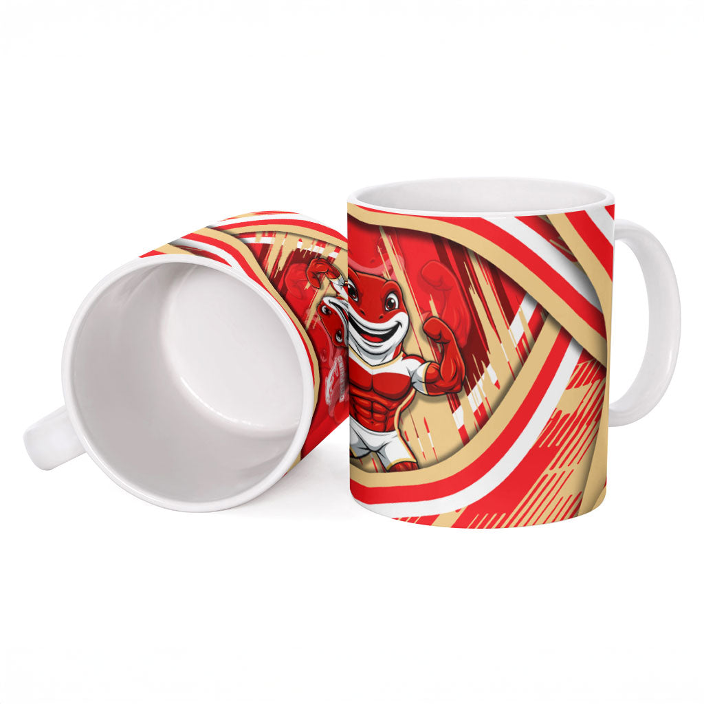 Dolphins Rugby Mascot Ceramic Mug Fierce Athlete Graphic in Sports Style