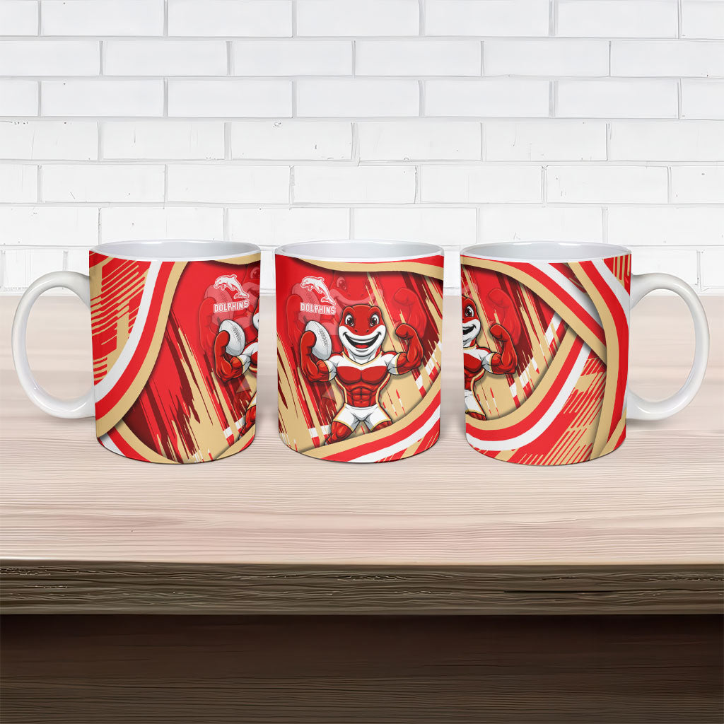 Dolphins Rugby Mascot Ceramic Mug Fierce Athlete Graphic in Sports Style