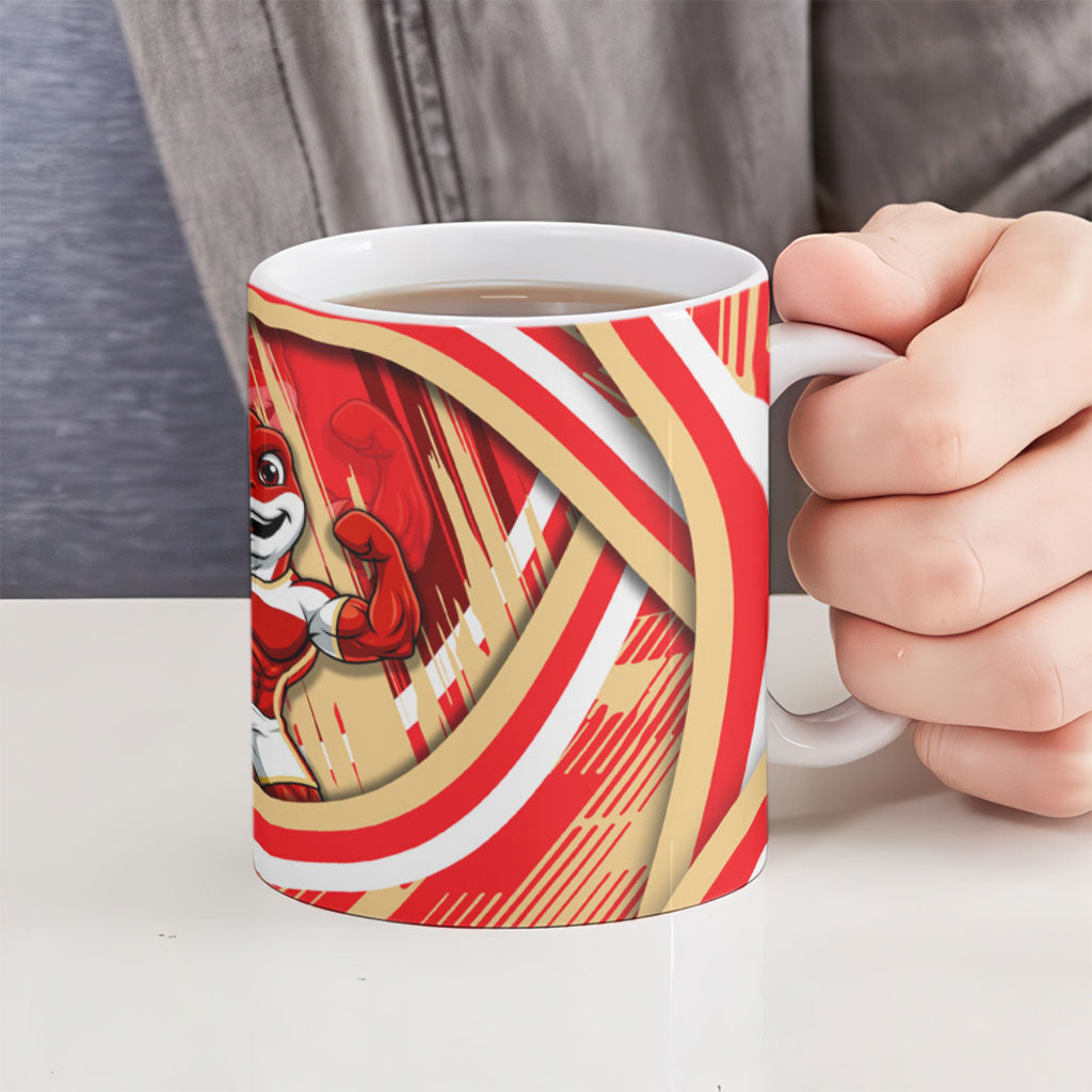 Dolphins Rugby Mascot Ceramic Mug Fierce Athlete Graphic in Sports Style