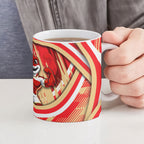 Dolphins Rugby Mascot Ceramic Mug Fierce Athlete Graphic in Sports Style