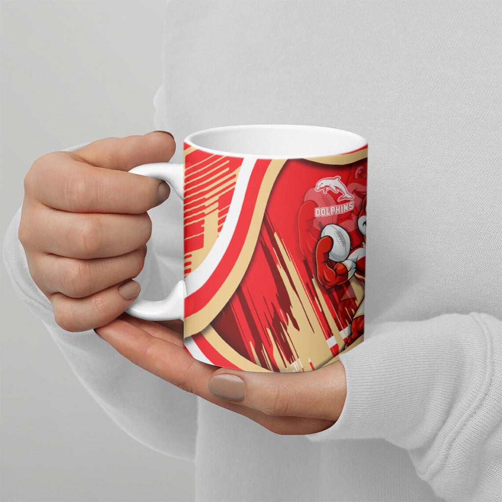 Dolphins Rugby Mascot Ceramic Mug Fierce Athlete Graphic in Sports Style