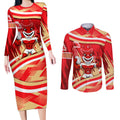 Dolphins Rugby Mascot Couples Matching Long Sleeve Bodycon Dress and Long Sleeve Button Shirt Fierce Athlete Graphic in Sports Style