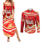 Dolphins Rugby Mascot Couples Matching Summer Maxi Dress and Long Sleeve Button Shirt Fierce Athlete Graphic in Sports Style