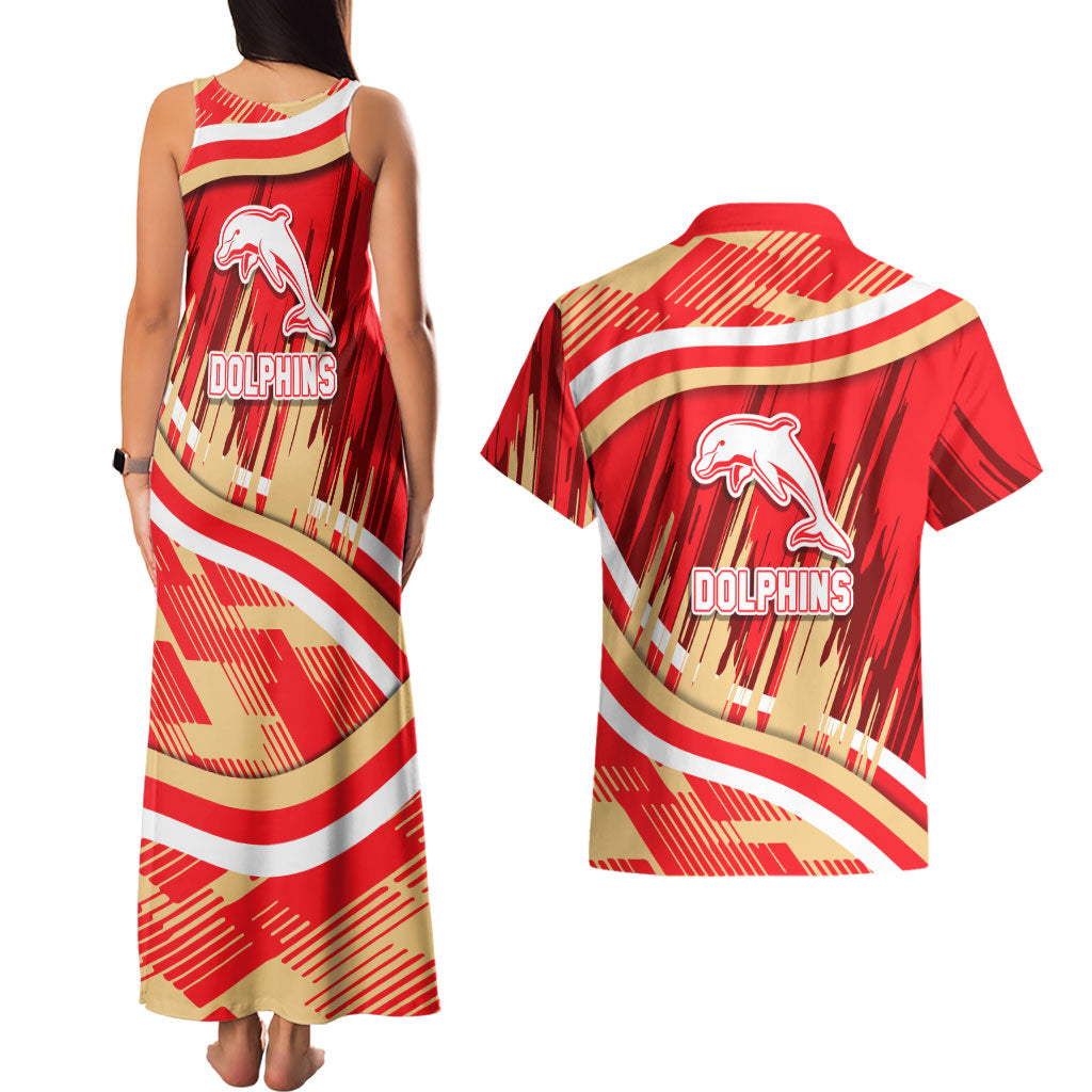 Dolphins Rugby Mascot Couples Matching Tank Maxi Dress and Hawaiian Shirt Fierce Athlete Graphic in Sports Style