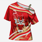 Dolphins Rugby Mascot Cross Shoulder Shirt Fierce Athlete Graphic in Sports Style