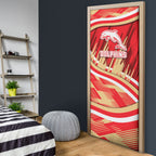 Dolphins Rugby Mascot Door Cover Fierce Athlete Graphic in Sports Style