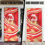 Dolphins Rugby Mascot Door Cover Fierce Athlete Graphic in Sports Style
