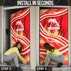 Dolphins Rugby Mascot Door Cover Fierce Athlete Graphic in Sports Style