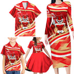 Dolphins Rugby Mascot Family Matching Long Sleeve Bodycon Dress and Hawaiian Shirt Fierce Athlete Graphic in Sports Style