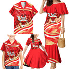 Dolphins Rugby Mascot Family Matching Mermaid Dress and Hawaiian Shirt Fierce Athlete Graphic in Sports Style