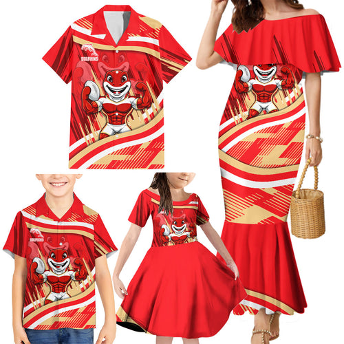 Dolphins Rugby Mascot Family Matching Mermaid Dress and Hawaiian Shirt Fierce Athlete Graphic in Sports Style