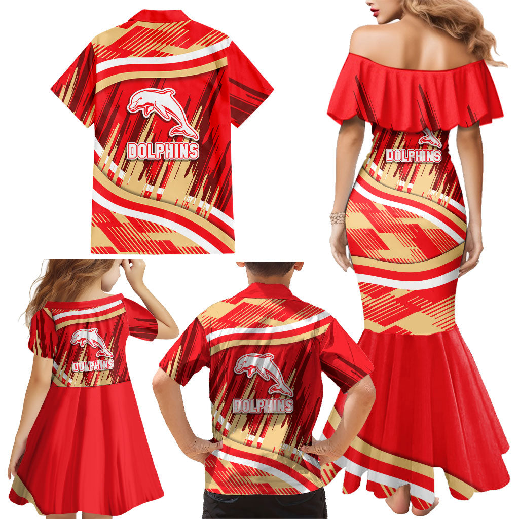 Dolphins Rugby Mascot Family Matching Mermaid Dress and Hawaiian Shirt Fierce Athlete Graphic in Sports Style