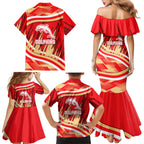 Dolphins Rugby Mascot Family Matching Mermaid Dress and Hawaiian Shirt Fierce Athlete Graphic in Sports Style