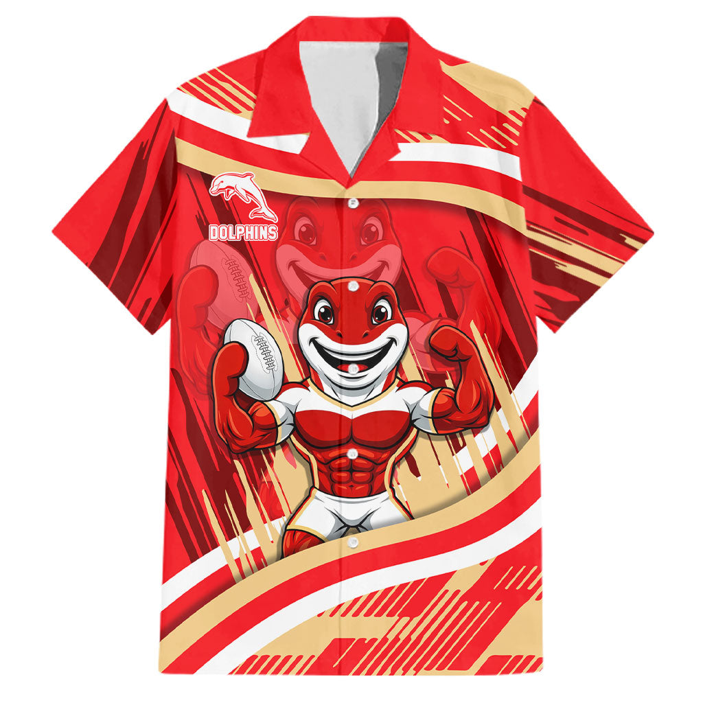 Dolphins Rugby Mascot Family Matching Off The Shoulder Long Sleeve Dress and Hawaiian Shirt Fierce Athlete Graphic in Sports Style