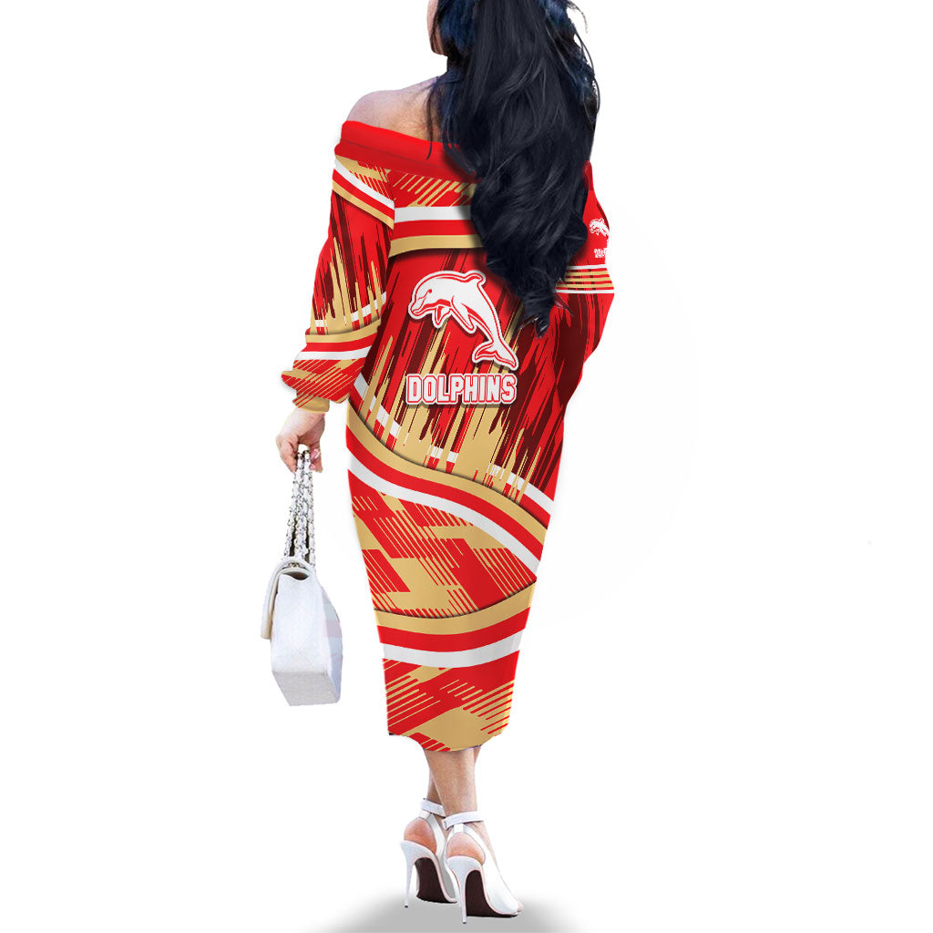 Dolphins Rugby Mascot Family Matching Off The Shoulder Long Sleeve Dress and Hawaiian Shirt Fierce Athlete Graphic in Sports Style