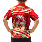 Dolphins Rugby Mascot Family Matching Off Shoulder Short Dress and Hawaiian Shirt Fierce Athlete Graphic in Sports Style