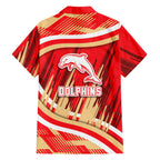 Dolphins Rugby Mascot Family Matching Short Sleeve Bodycon Dress and Hawaiian Shirt Fierce Athlete Graphic in Sports Style
