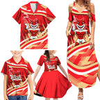 Dolphins Rugby Mascot Family Matching Summer Maxi Dress and Hawaiian Shirt Fierce Athlete Graphic in Sports Style