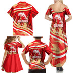 Dolphins Rugby Mascot Family Matching Summer Maxi Dress and Hawaiian Shirt Fierce Athlete Graphic in Sports Style