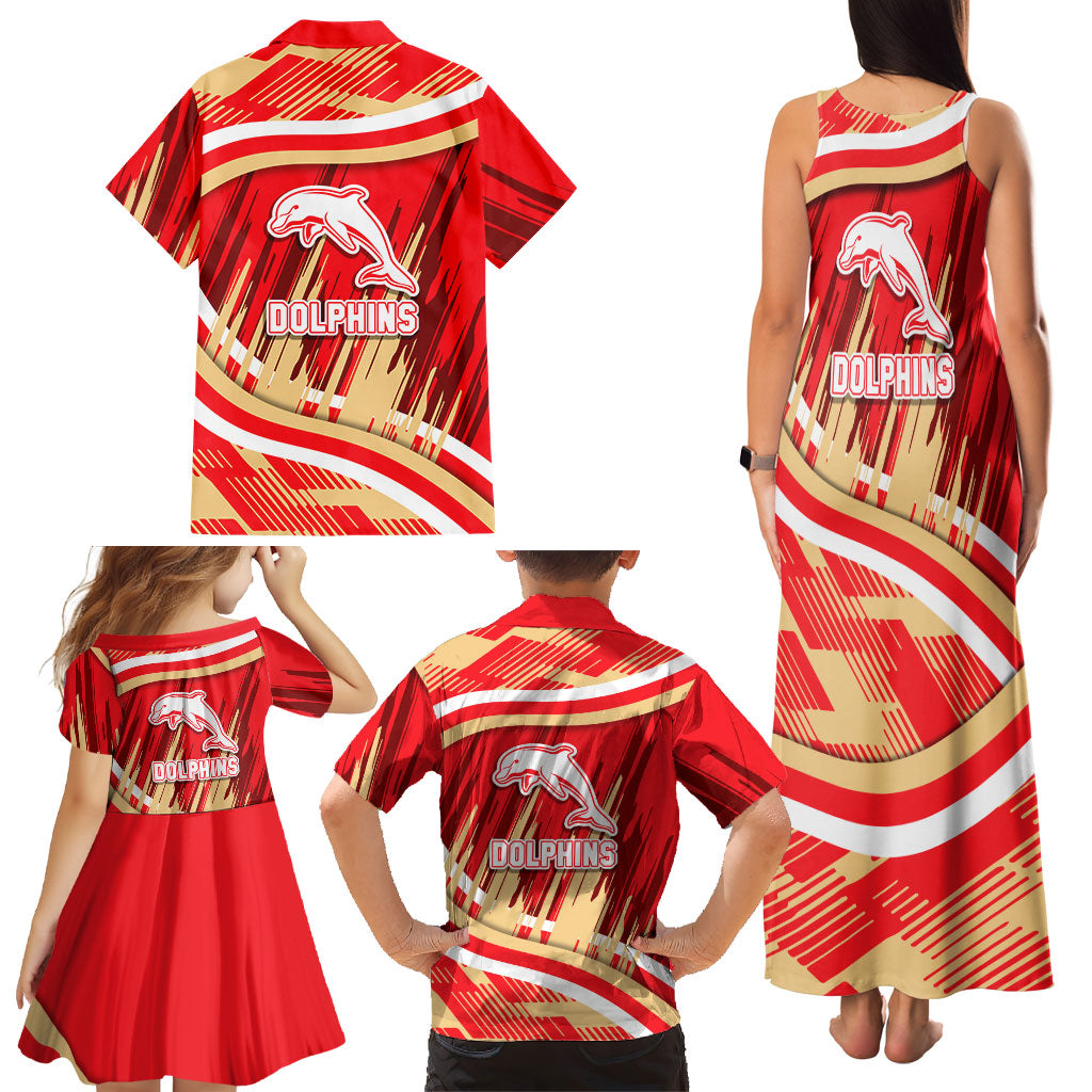 Dolphins Rugby Mascot Family Matching Tank Maxi Dress and Hawaiian Shirt Fierce Athlete Graphic in Sports Style