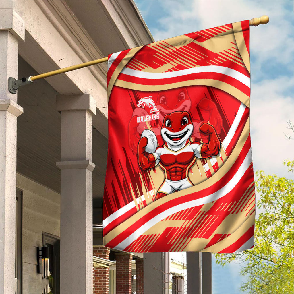 Dolphins Rugby Mascot Garden Flag Fierce Athlete Graphic in Sports Style