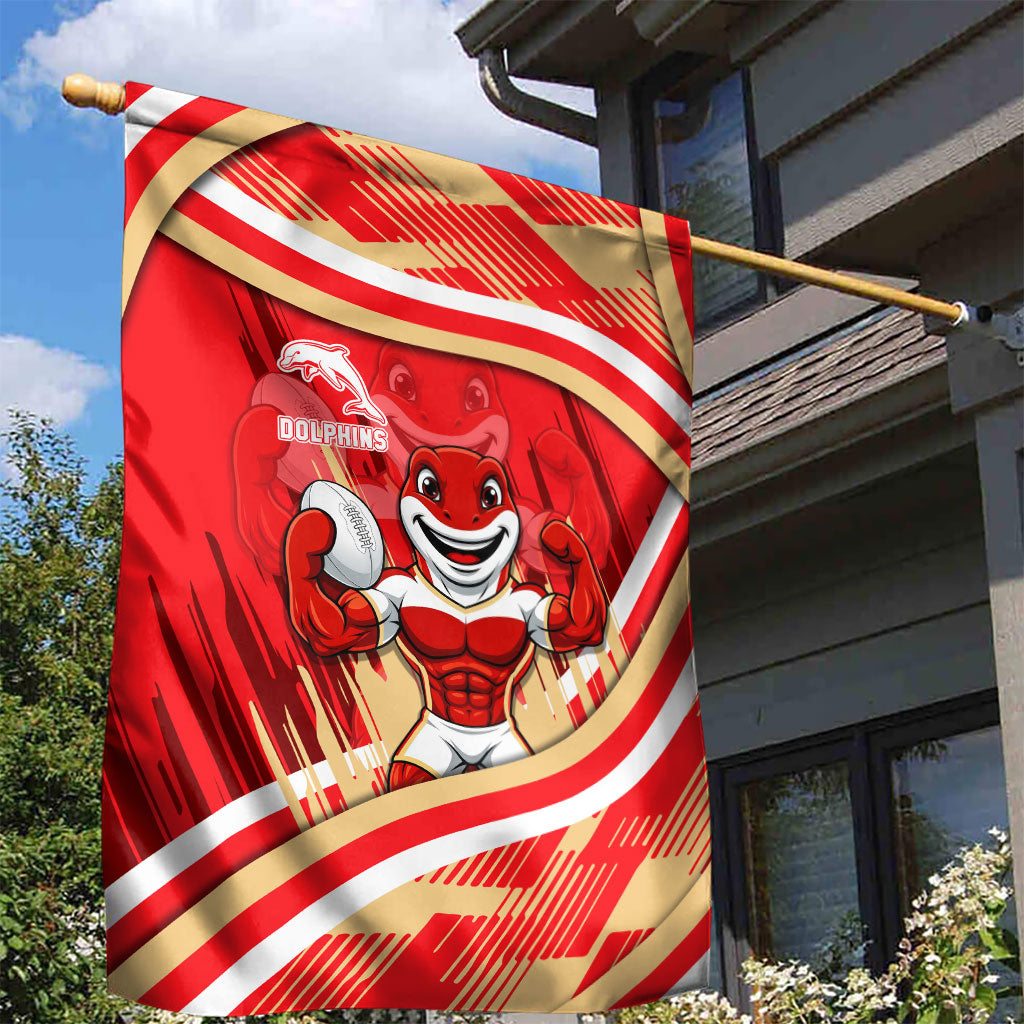 Dolphins Rugby Mascot Garden Flag Fierce Athlete Graphic in Sports Style
