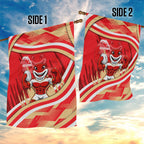 Dolphins Rugby Mascot Garden Flag Fierce Athlete Graphic in Sports Style
