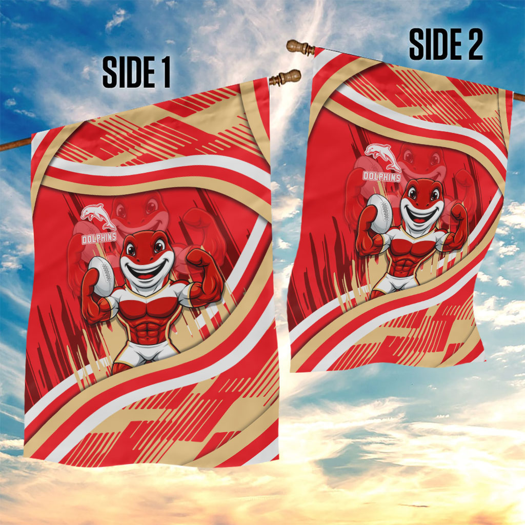 Dolphins Rugby Mascot Garden Flag Fierce Athlete Graphic in Sports Style