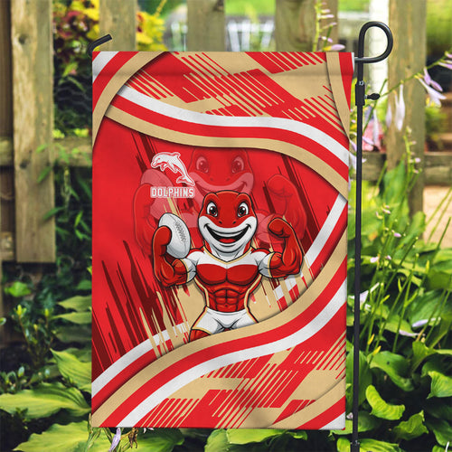 Dolphins Rugby Mascot Garden Flag Fierce Athlete Graphic in Sports Style