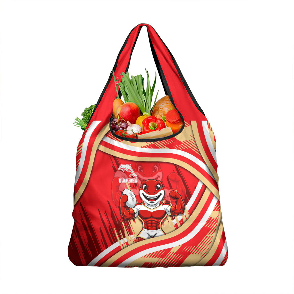 Dolphins Rugby Mascot Grocery Bag Fierce Athlete Graphic in Sports Style
