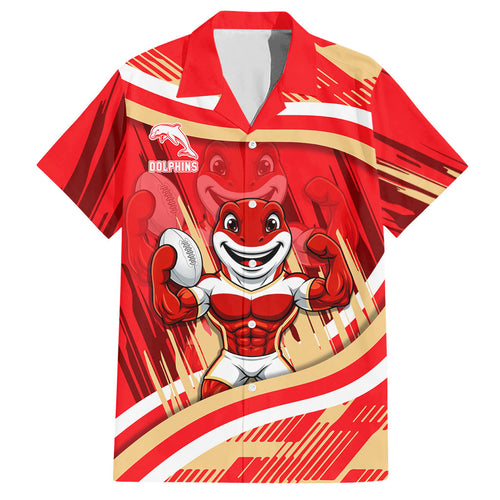 Dolphins Rugby Mascot Hawaiian Shirt Fierce Athlete Graphic in Sports Style