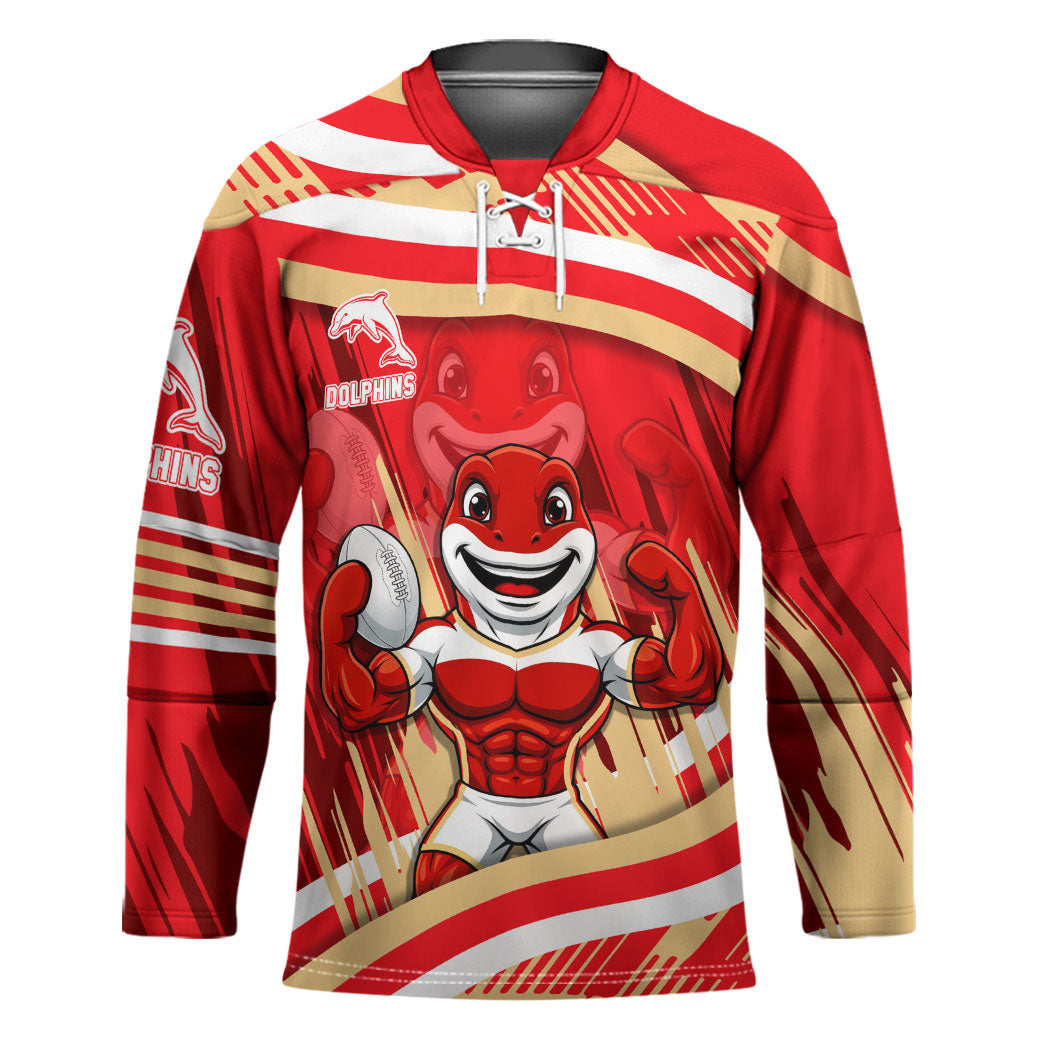 Dolphins Rugby Mascot Hockey Jersey Fierce Athlete Graphic in Sports Style