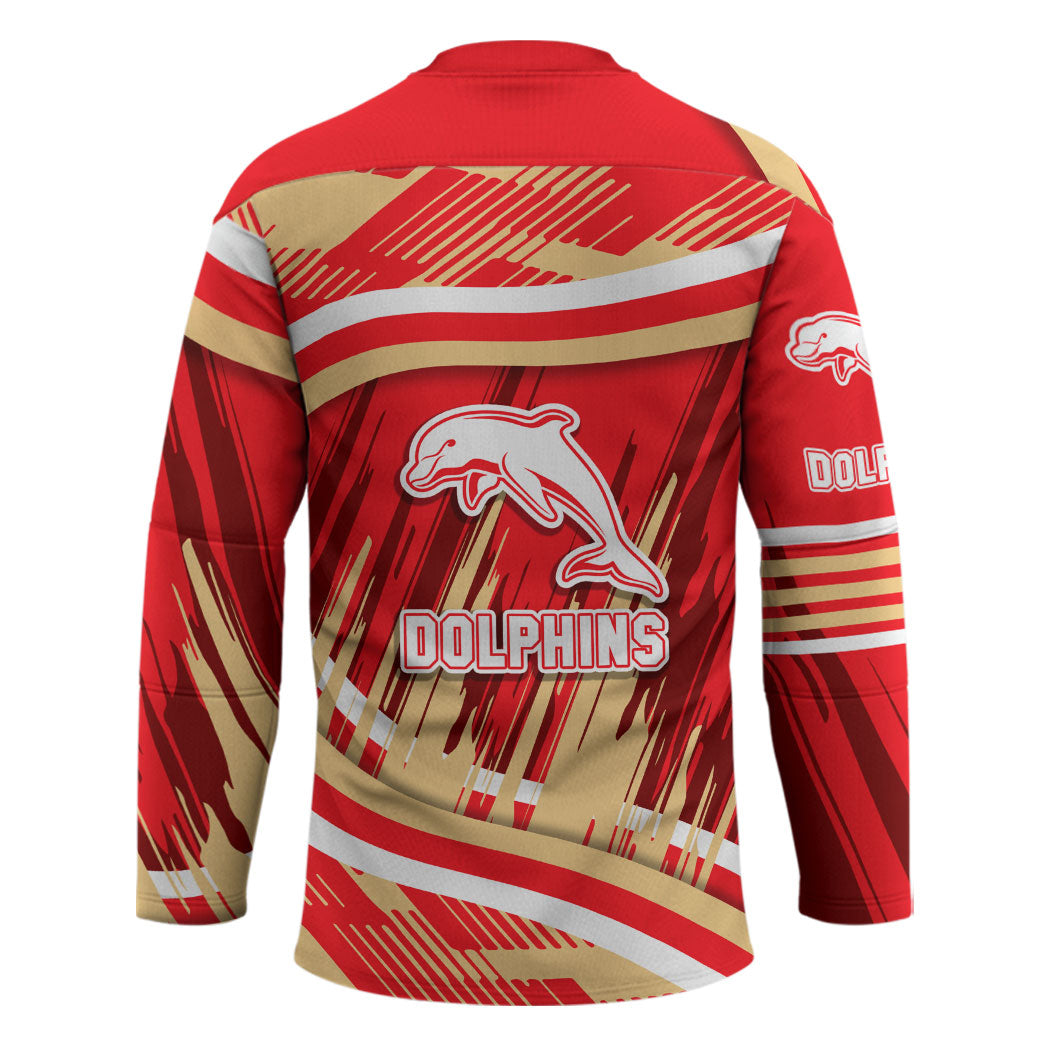 Dolphins Rugby Mascot Hockey Jersey Fierce Athlete Graphic in Sports Style