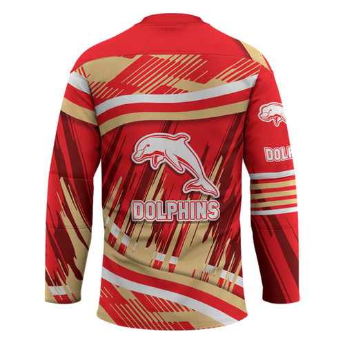 Dolphins Rugby Mascot Hockey Jersey Fierce Athlete Graphic in Sports Style