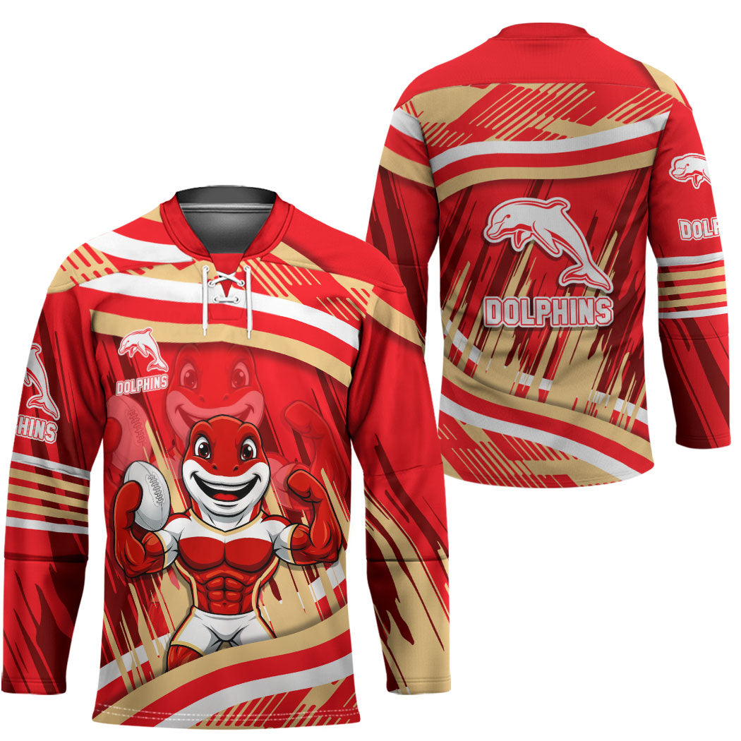 Dolphins Rugby Mascot Hockey Jersey Fierce Athlete Graphic in Sports Style