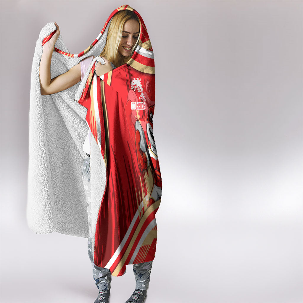 Dolphins Rugby Mascot Hooded Blanket Fierce Athlete Graphic in Sports Style