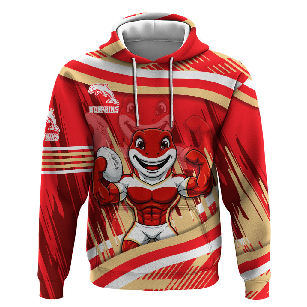 Dolphins Rugby Mascot Hoodie Fierce Athlete Graphic in Sports Style