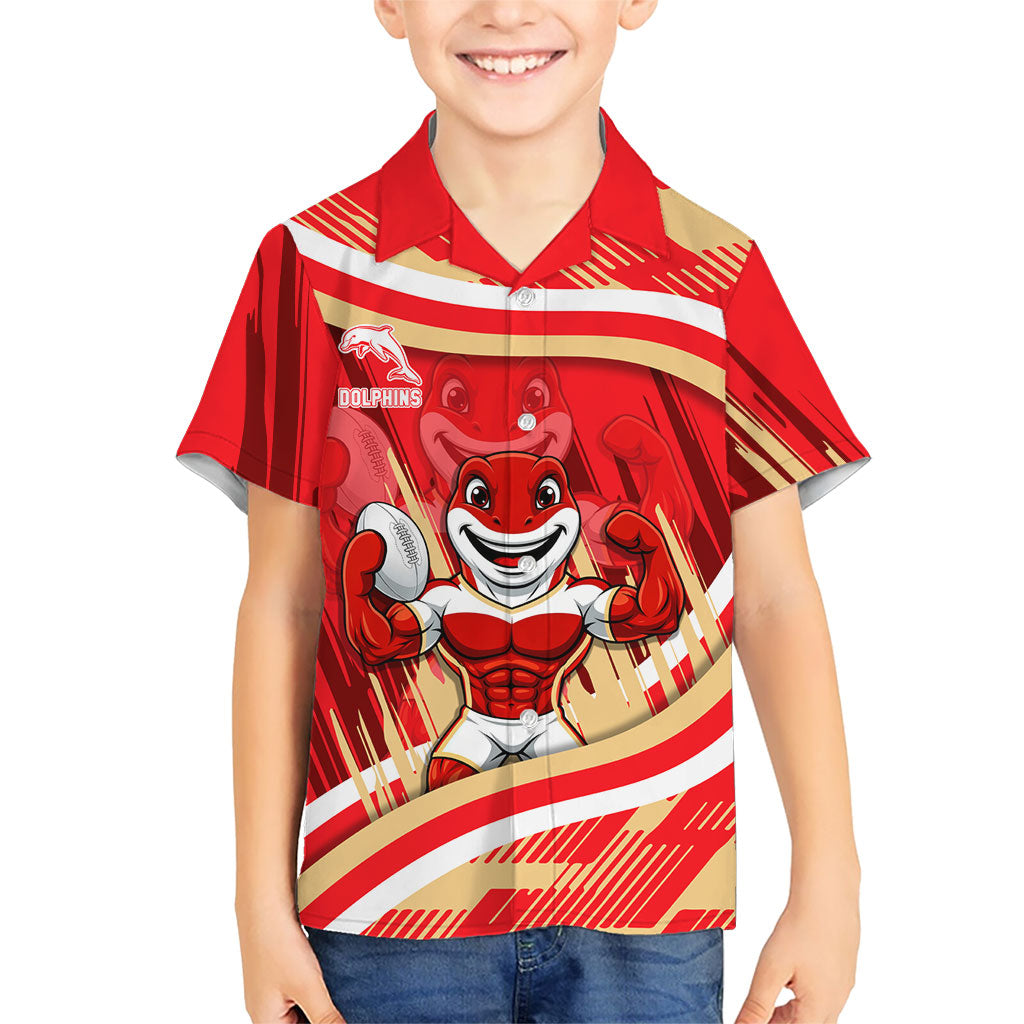Dolphins Rugby Mascot Kid Hawaiian Shirt Fierce Athlete Graphic in Sports Style