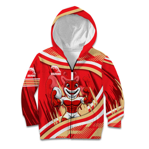 Dolphins Rugby Mascot Kid Hoodie Fierce Athlete Graphic in Sports Style