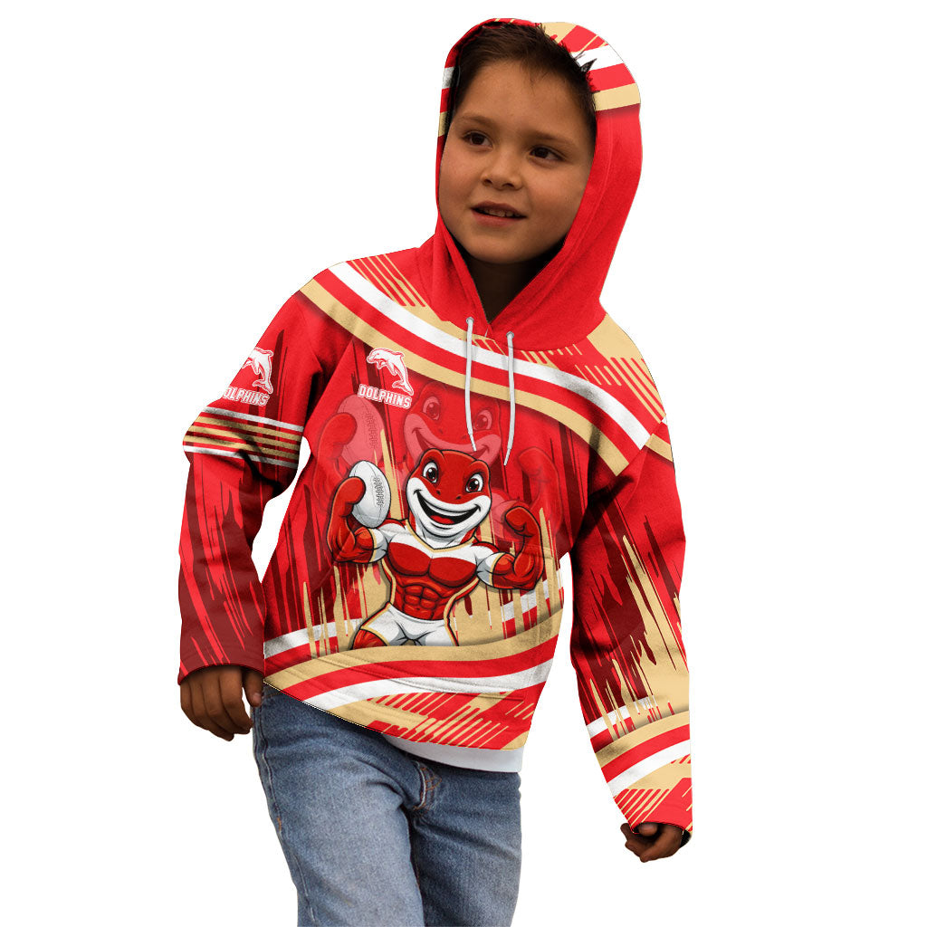 Dolphins Rugby Mascot Kid Hoodie Fierce Athlete Graphic in Sports Style