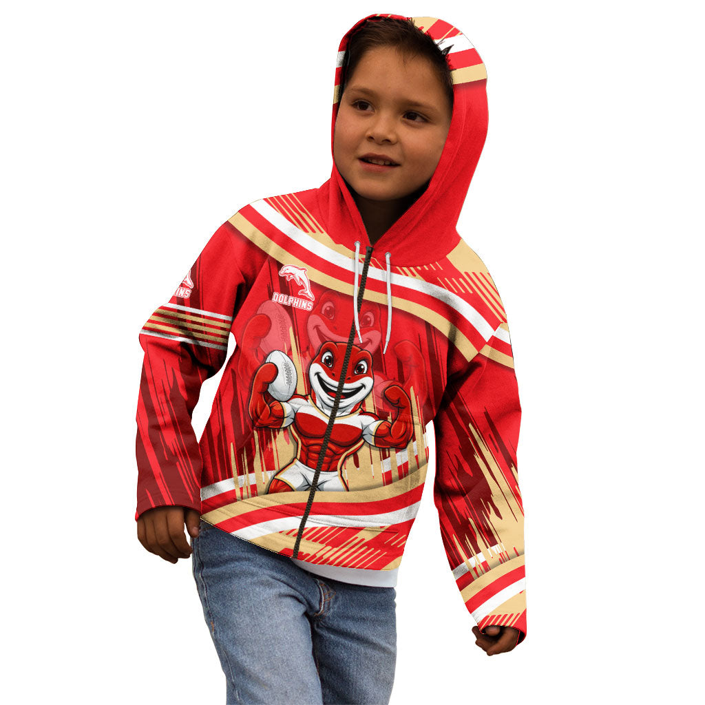 Dolphins Rugby Mascot Kid Hoodie Fierce Athlete Graphic in Sports Style