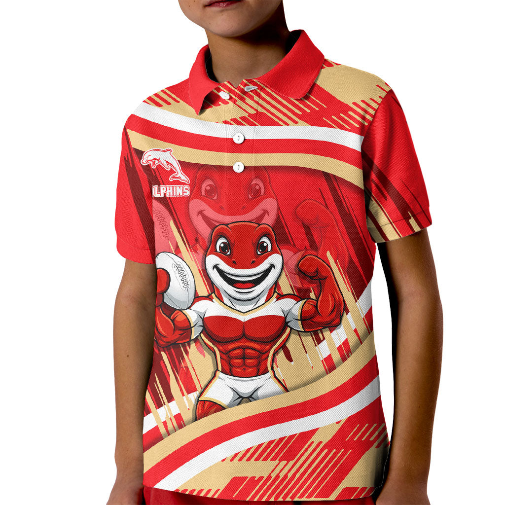 Dolphins Rugby Mascot Kid Polo Shirt Fierce Athlete Graphic in Sports Style