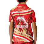 Dolphins Rugby Mascot Kid Polo Shirt Fierce Athlete Graphic in Sports Style