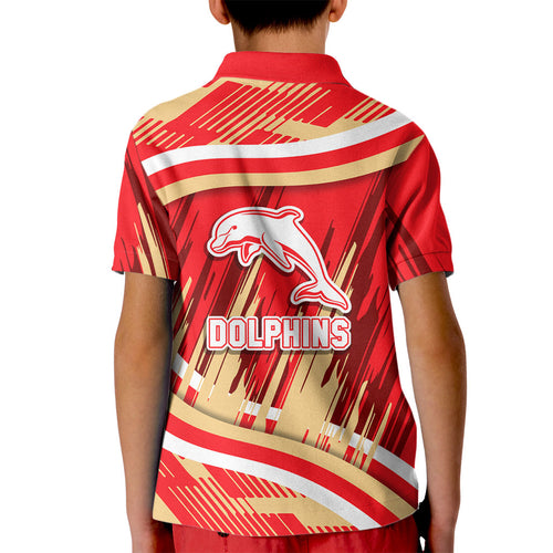 Dolphins Rugby Mascot Kid Polo Shirt Fierce Athlete Graphic in Sports Style