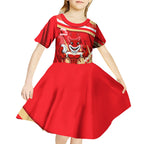 Dolphins Rugby Mascot Kid Short Sleeve Dress Fierce Athlete Graphic in Sports Style