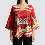 Dolphins Rugby Mascot Kimono Sleeve Blouse Fierce Athlete Graphic in Sports Style