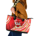 Dolphins Rugby Mascot Leather Tote Bag Fierce Athlete Graphic in Sports Style