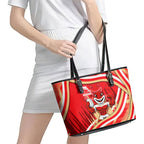 Dolphins Rugby Mascot Leather Tote Bag Fierce Athlete Graphic in Sports Style