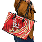 Dolphins Rugby Mascot Leather Tote Bag Fierce Athlete Graphic in Sports Style