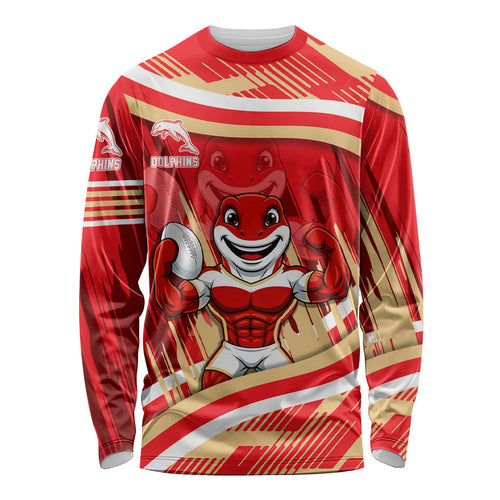 Dolphins Rugby Mascot Long Sleeve Shirt Fierce Athlete Graphic in Sports Style